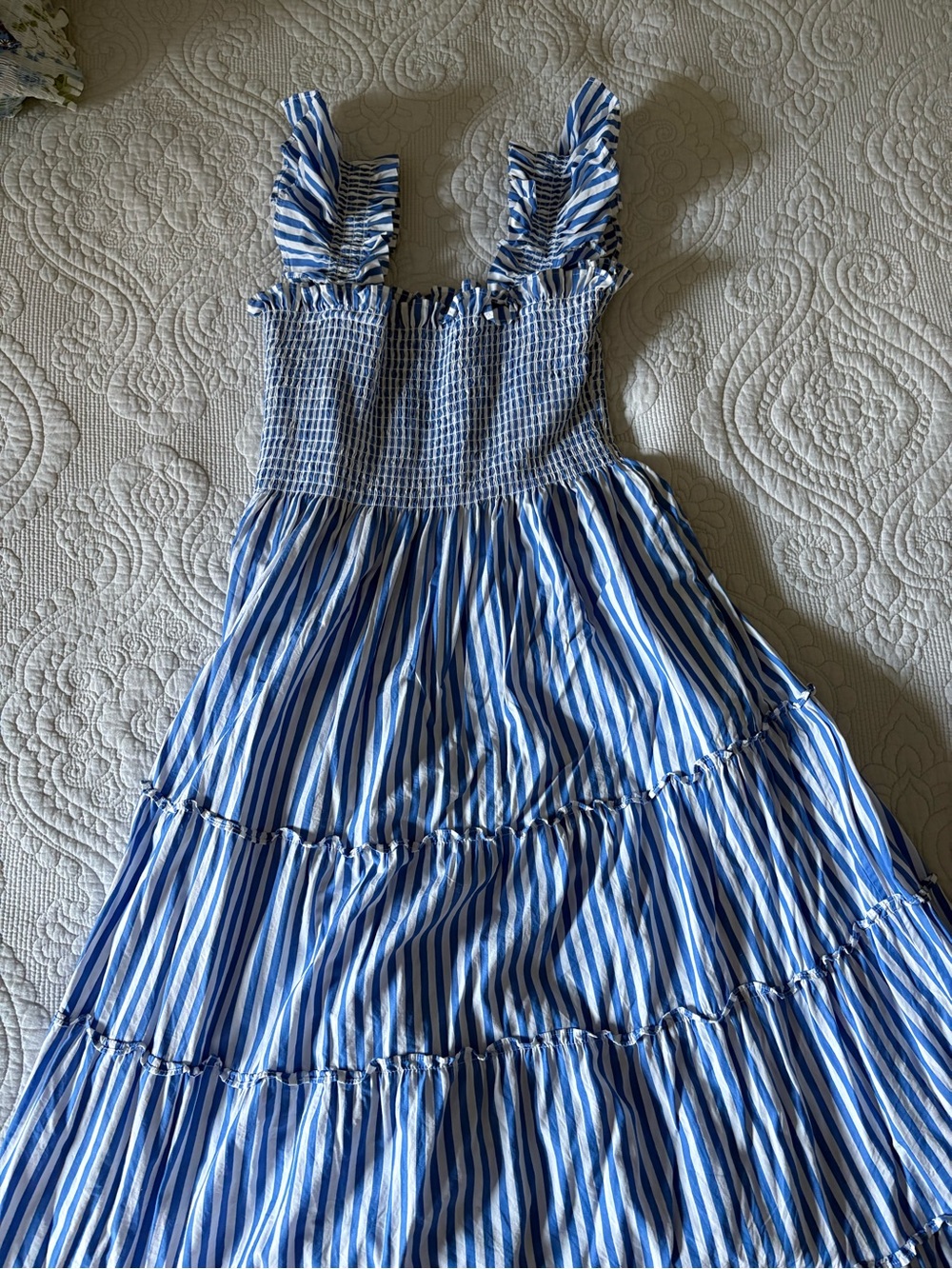 Hill House Blue and White Striped Midi Dress